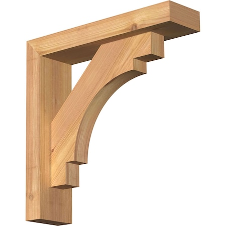 Ekena Millwork Merced Block Smooth Bracket w/ Offset Brace, Western Red Cedar, 3 1/2"W x 14"D x 14"H BKT0402X14X14MRC05SWR